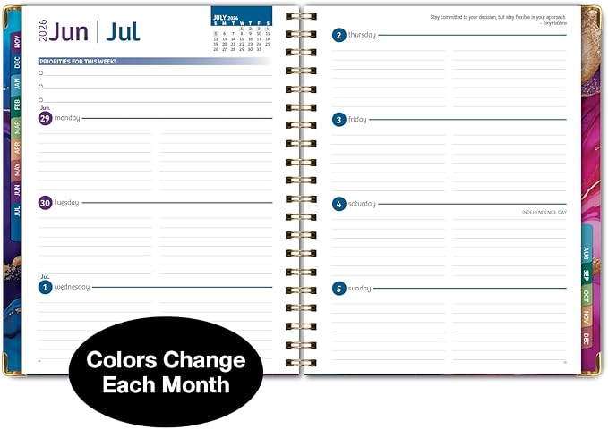 HARDCOVER 2026 Planner, 8.5"x11": 14 Months (November 2025 - December 2026), Daily Weekly Monthly Planner, Yearly Agenda, Bookmark, Pocket Folder and Sticky Note Set (Pink Purple Marble)