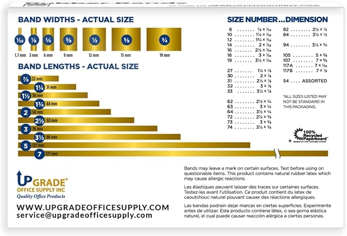 Upgrade Office Supply UPG22564PK3 Rubber Bands, Size 64 (3-1/2 x 1/4), 960 Bands, 1 lb 3-Box, USA
