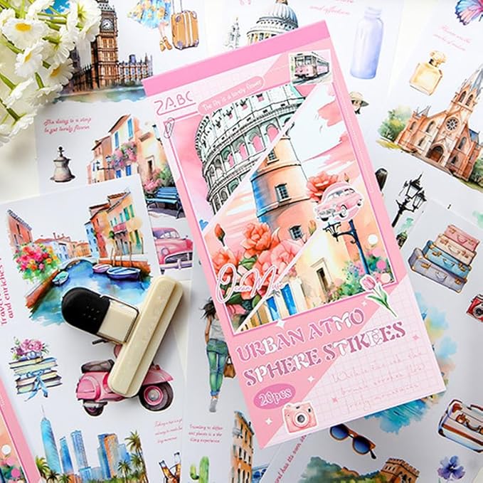 Aesthetic Journaling Sticker Books for Adults - Pre-Cut Scrapbook Stickers Vintage 20 Sheets Junk Journal Supplies Watercolor Scrapbooking Stickers Planner Cottagecore Decorative DIY Arts Craft Making