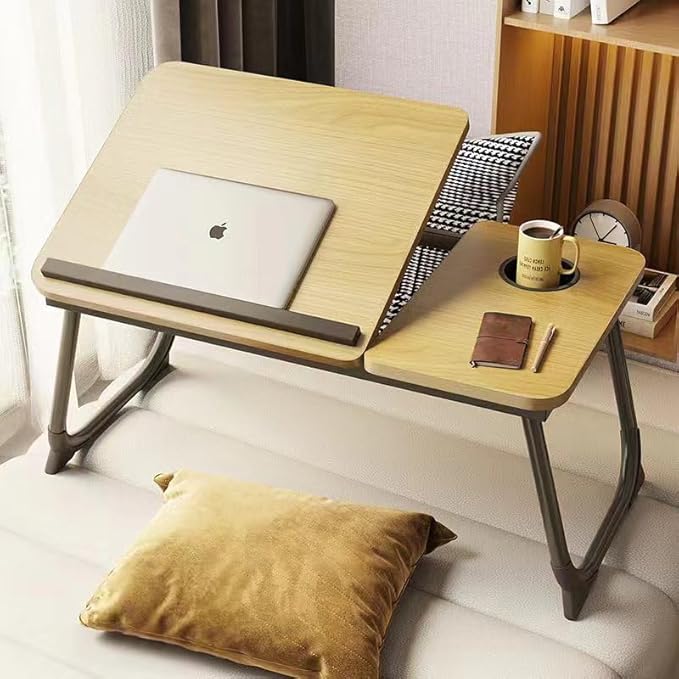 CloudTrip Laptop Desk for Bed or Couch, Lap Desk, Woking in Bed Desk, Home office Desks, Breakfast Tray, Desk with Cup Holder, Watching Movies in Bed, laptop stand for bed, Fordable Legs Desk (Walnut)