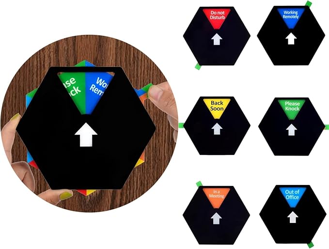 Kichwit Privacy Sign, Do Not Disturb Sign, Please Knock, In a Meeting, Working Remotely, Out of Office, Back Soon, 6 Inches, Black