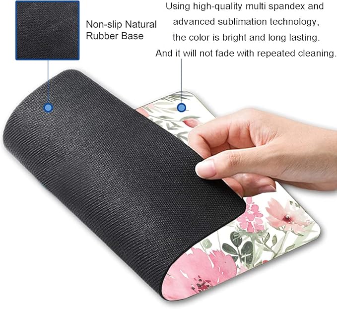 Mouse Pad, Cute Inspirational Quote with Floral Mouse Pad for Women, Washable Square Cloth Mousepad for Office Laptop, Non-Slip Rubber Computer Mouse Pads for Wireless Mouse, Psalm 46:5