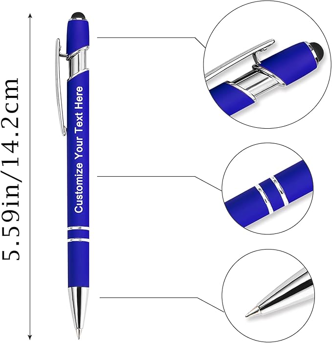 Max 500 Pcs Personalized Pens Bulk, Custom Pens with Free Engraving, Customized Stylus Tip Ballpoint Pen with Your Name Massage Text for School Office Business Graduation Anniversaries-20 Packs