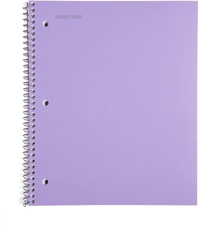 Mintra Office Durable Spiral Notebooks, 1 Subject, (Salmon, Sage Green, Lavender, College Ruled 3 Pack), 100 Sheets, Poly Pocket, Moisture Resistant Cover, Strong back, For School, Office, Business,