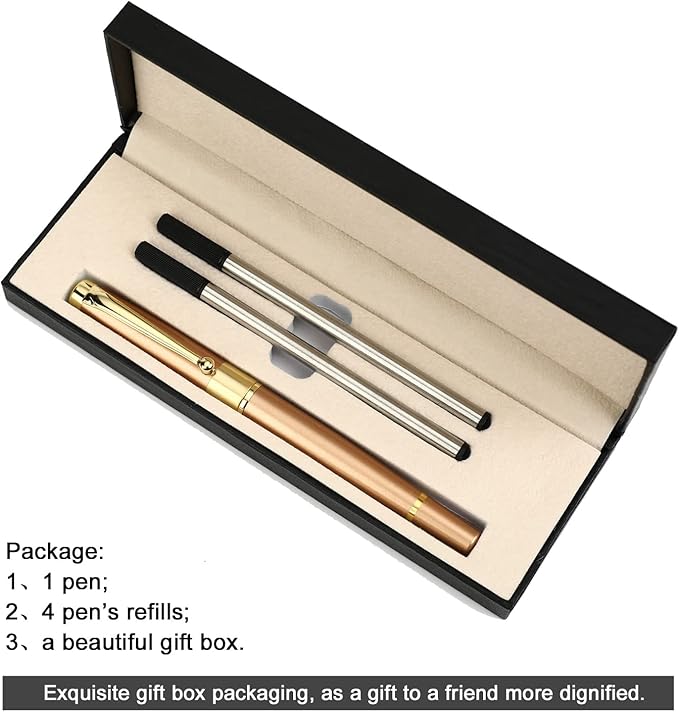 YIVONKA Ballpoint Pen Black Refill,Luxury Ballpoint Line width 0.5mm,Best Ball Pen Gift Set for Men & Women Professional Executive,Office,Nice BallPens Classy Gift Box (Rose Gold)