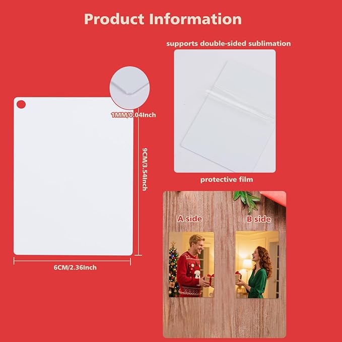 Sublimation Bookmarks Blank Aluminum 20 PCS 2.5x3.5 Inch Metal 1MM Thick Larger Bookmark for Double-Side Heat Transfer