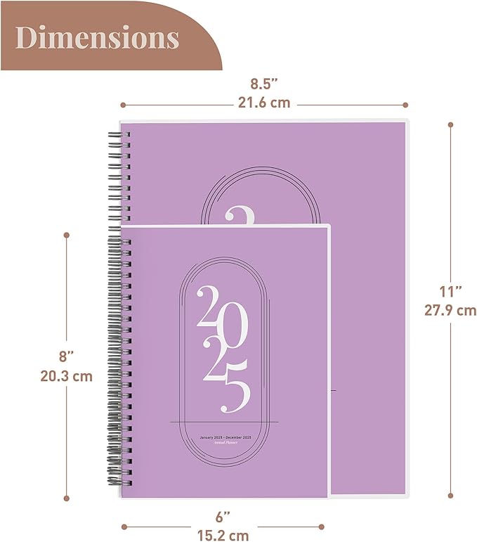 Rileys 2025 Weekly Planner - Annual Weekly & Monthly Agenda Planner, Jan - Dec 2025, Flexible Cover, Notes Pages, Twin-Wire Binding (8 x 6-Inches, Purple)