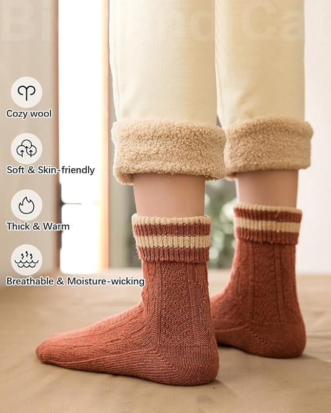 IIG Cute Warm Wool Socks for Women Super Cozy Thick Crew Winter Socks Gifts, 5 Pairs