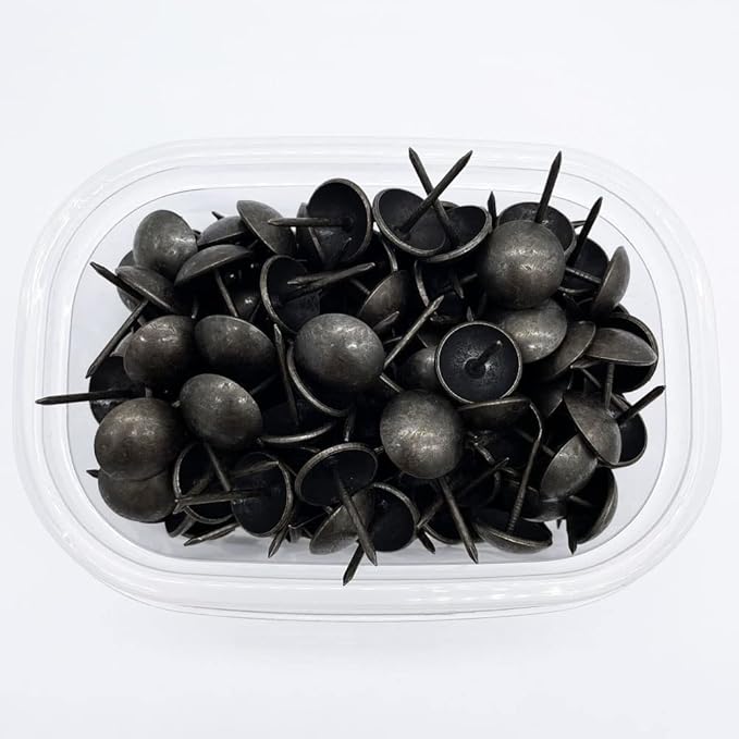 Let's Decorate 100PCS D16mm/0.63" Antique Black Upholstery Tacks, Passed Salt Spray Test for Outdoor Use, Garden Metal Thumb Tacks, Home DIY Decorative Nail Heads Nails (100, 16mm Antique Black)