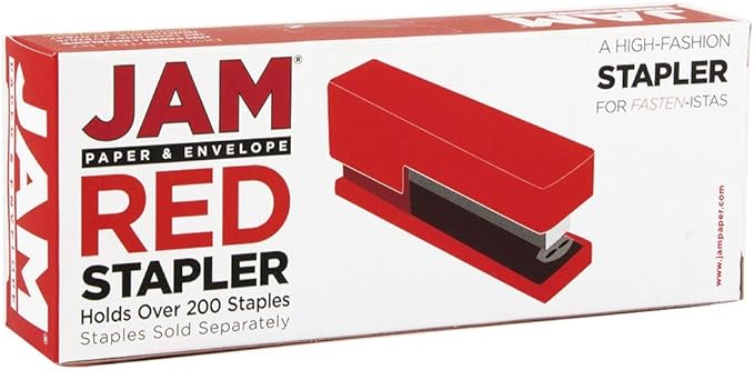 JAM PAPER Modern Desk Stapler - Red - Sold Individually