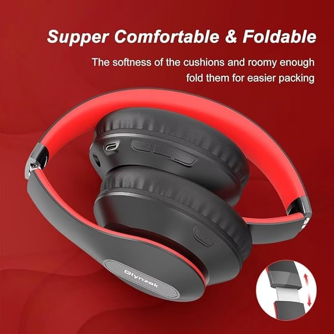 Wireless Bluetooth Headphones Over Ear 65H Playtime HiFi Stereo Headset with Microphone and 6EQ Modes Foldable Bluetooth V5.3 Headphones for Travel Smartphone Computer Laptop