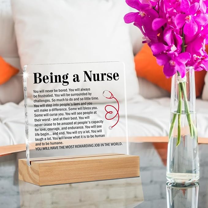 Nurse Graduation Gifts, Future New Nurse Gifts, Being a Nurse Clear Desk Decorative Sign Home Office Acrylic Decor