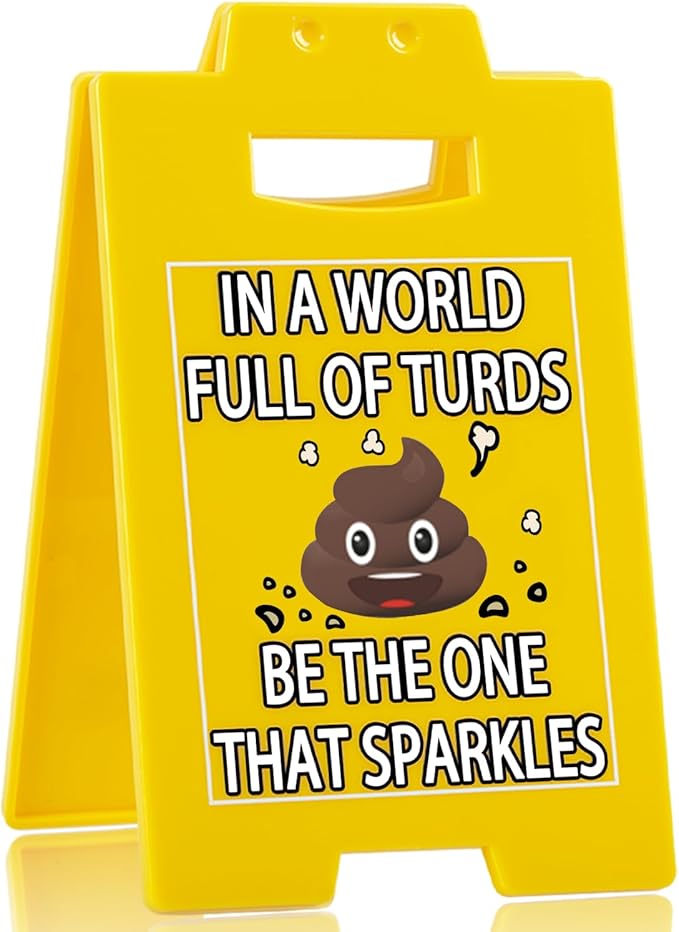 Funny Office Desk Sign – "Be the One That Sparkles" Yellow Triangular Gag Gift Sign for Coworkers, Boss, Office Decor for Women & Men, Novelty Desk Accessory