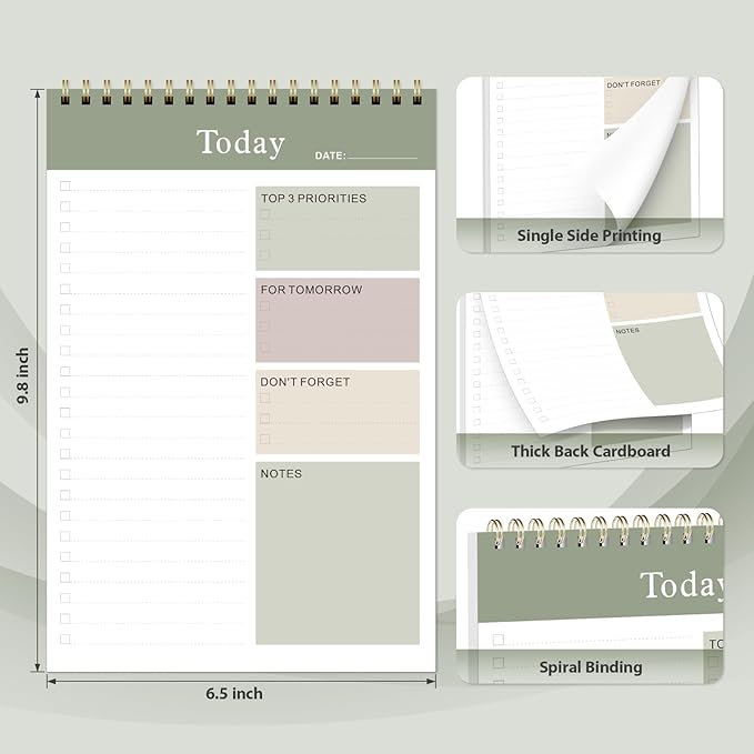 Weekly To Do List Notepad, Undated Planner with 52 Sheets (6.5''x8.9''), Desk Weekly Planner for Women & Man, Home School & Work