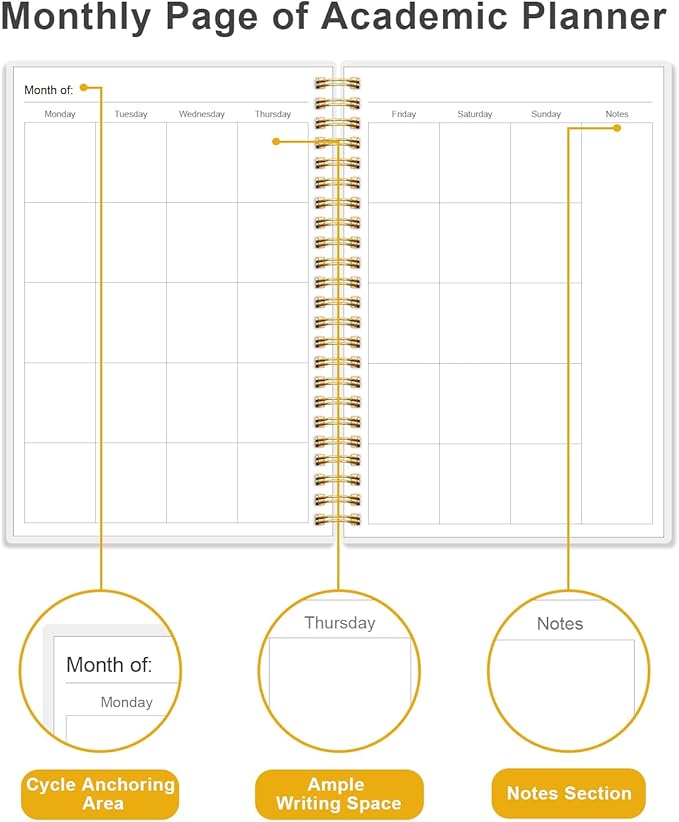 Academic Planner for 2026 or Anytime - 5.8" x 8.5" Undated Weekly Student Planner For Homeschool, High School, College & Nursing Students, 200 Pages, Black