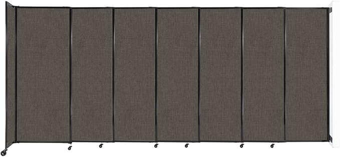Wall-Mounted Sliding StraightWall Room Divider | Adjustable Widths | Locking Wheels | Room Separator | Up to 15'6" Wide x 6'10" Tall Mocha Fabric Panels