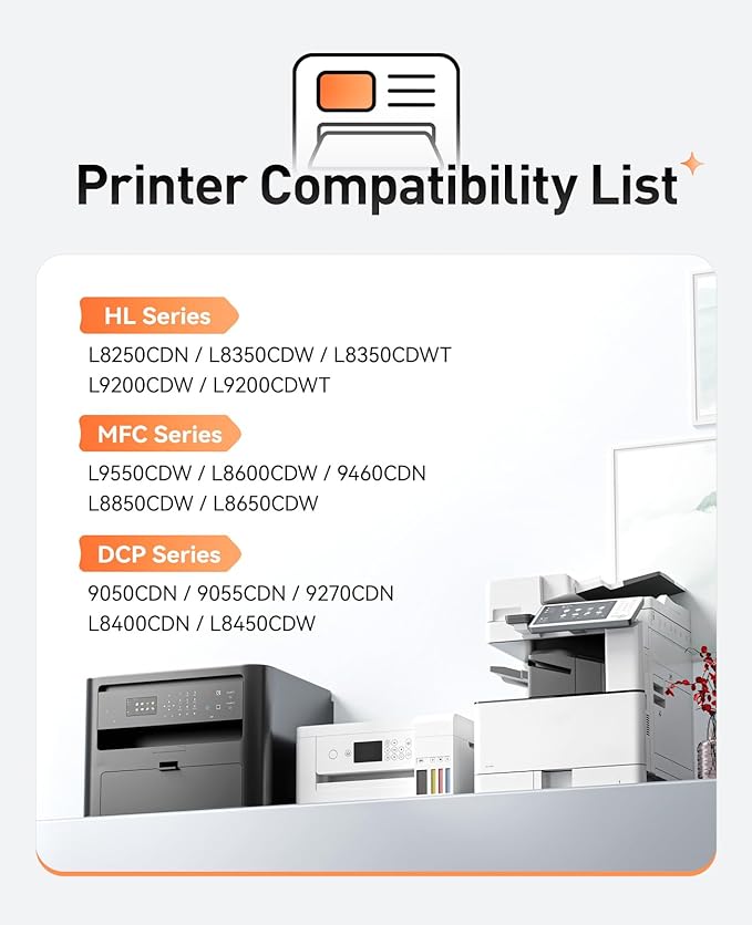 TN339 Toner Cartridge Set 4-Pack（Black Cyan Yellow Magent） Compatible for Brother TN-339 HL-L8350CDW MFC-L8850CDW MFC-L8600CDW HL-4150CDN MFC-9970CDW DCP-L8400 L8450 L8250 L8850 L8650 4570CDW Printer