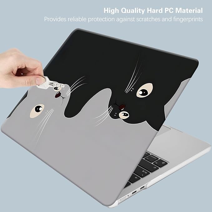 KEROM Compatible for MacBook Air 13 inch Case 2025 M4, 2024-2022 M3 M2 A3240 A3113 A2681, Cute Sleek Aesthetic Plastic Hard Shell with Keyboard Cover for MacBook Air 13.6 inch Case, Yin Yang Cat