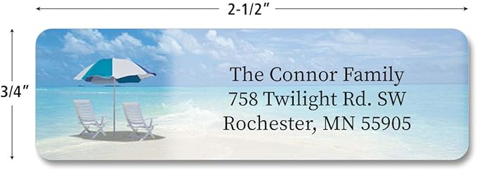 Colorful Images Calm Seas Rolled Personalized Return Address Mailing Labels with Dispenser, Customize with Name & Shipping Address, 250 ¾” x 2½” Self Adhesive, Easy Peel Label Roll