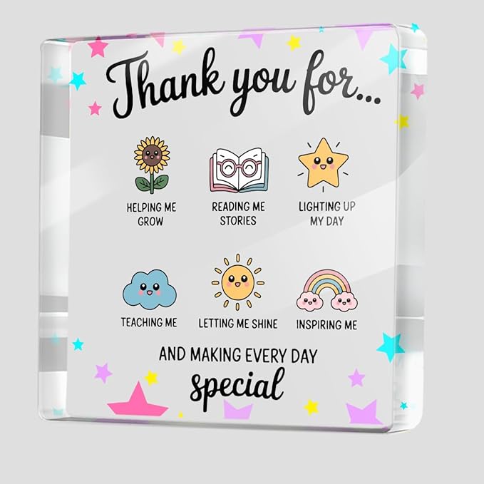 Teacher Appreciation Gifts, Christmas, Birthday Acrylic Sign Thank You Gifts for Women Teacher Mom, Bpreschool Teacher Gifts for Preschool Kindergarten Elementary Educators, Desk Decorative Signs