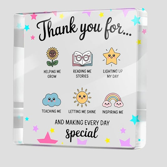 Teacher Appreciation Gifts, Christmas, Birthday Acrylic Sign Thank You Gifts for Women Teacher Mom, Bpreschool Teacher Gifts for Preschool Kindergarten Elementary Educators, Desk Decorative Signs