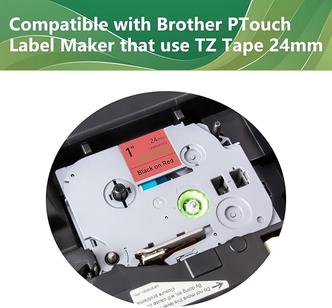 TZe-451 24mm TZe Red Tape Compatible with Brother PTouch TZ TZ-451 TZe451 TZ451 24mm 1 inch Laminated Black on Red Label Maker Tape for PT-E500 PT-D600 PT-P750W PT-P900W Printer, 3-Pack