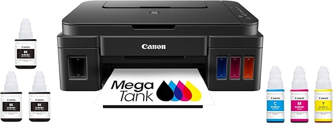 Canon G3200 All-In-One Wireless Supertank (MegaTank) Printer| Copier| Scanner| and Mobile Printing, Black, 6.5" x 17.6" x 13" (0630C002)