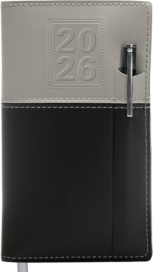 2026 Pocket Planner/Pocket Calendar and Pen, 3.5"x6": Includes 14 Months (November 2025 - December 2026) / 2026 Weekly Planner/Weekly Agenda/Monthly Calendar Organizer (Gray/Black)