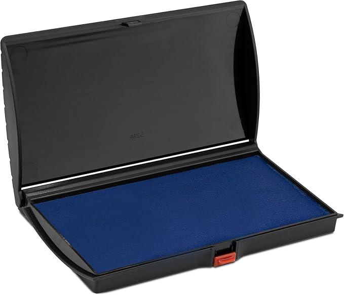 Large Premium Blue Ink Stamp Pad - 3" by 6" - Quality Felt Pad - Case with Closing snap