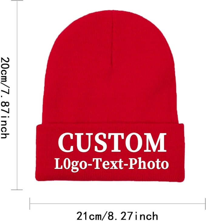 Custom Beanie for Men Women Bulk Custom Winter Hat Beanies with Logo Text Image Personalized Knit Hats Gifts for Business