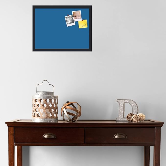 PinPix 20x15 Inch Cork Bulletin Board. This Decorative Framed Pin Board Comes with Navy Pastel Design and a Satin Black Frame. Ideal for Home Office Decor or Message Board (PinPix-1811)