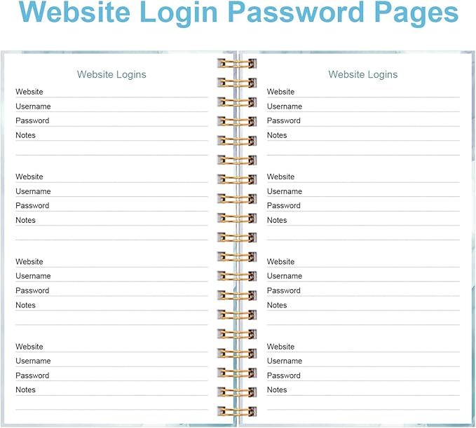 Address Book with Alphabetical Tabs - Small Address Book Spiral with Address Contacts, Special Date, Phone, Birthday & Internet Login Password for Home and Office, 4.3" x 6.2", Blue Watercolor