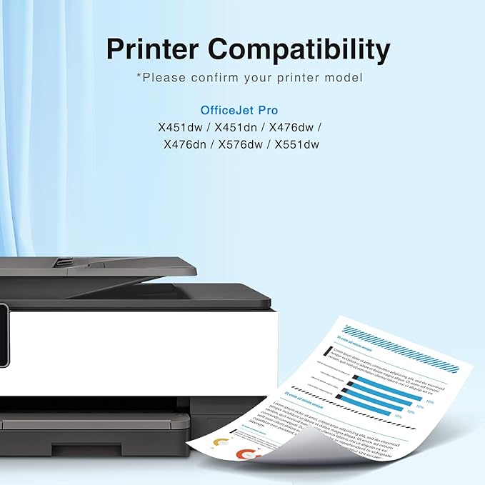 970XL 971XL Ink Cartridges High Yield Replacement for HP 970XL 971XL 970 971 Compatible with Officejet Pro X476dw X576dw X451dw X551dw X451dn X476dn Printer,4 Pack (Black, Cyan, Magenta, Yellow)