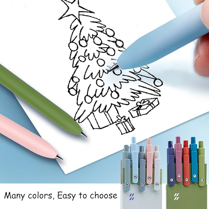 Gel Ink Pens,5PCS Aesthetic Pens,Quick Dry Ink Pens & 5PCS Black Ink Refills, Premium Retractable Rolling Ball Gel Pens, 0.5mm Japanese Black Ink Pens, Cute Office School Supplies Gifts for Women Men