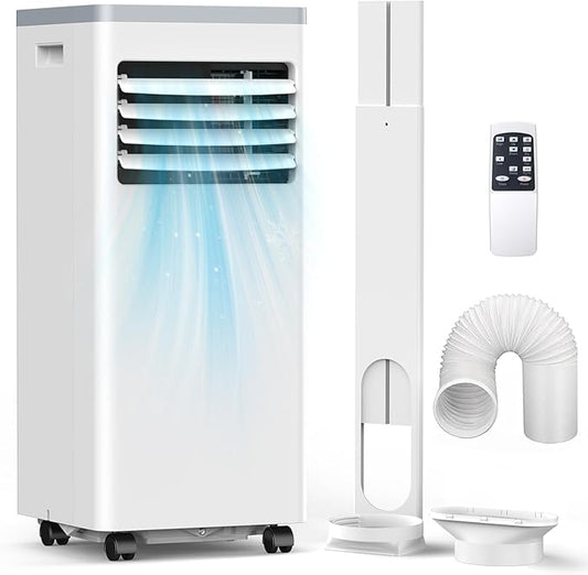 Portable Air Conditioner 10000 BTU Cools Up to 450 Sq. Ft., 3-in-1 Modes Portable AC Unit Remote Control, LED Display, Auto Shutoff, AC with Window Kits for Bedroom, Home, Office, White