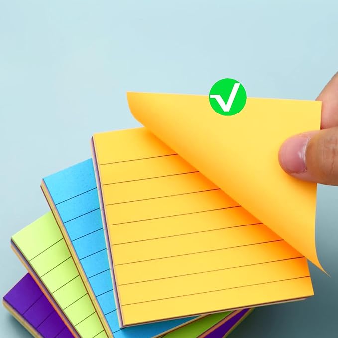 Nicunom 30 Pack Lined Sticky Notes 3x3 in, 3000 Sheets Bright Ruled Post Stickies Colorful Sticky Note Pads Super Sticking Power Memo Pads for Office Home School, 100 Sheets/Pad
