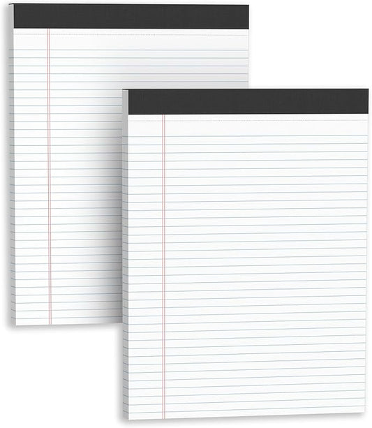 Legal Pads 8.5 X11, Narrow Ruled Notepads, 2 Pack, 50 Sheet/Pad, White Legal Pads, Tear Off Notepad, Perforated Writing Pad, Notebook Paper College Ruled, Notepads for Office Home School, Notepad