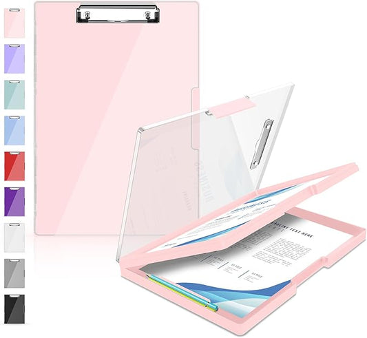 Sooez Clipboard with Storage, Heavy Duty Cleaview Clip Boards 8.5x11 with Dual Storage, Dry Erase Plastic Nursing Clipboard, High Capacity Clipboards Folder for Teacher Nurse, School & Office Supplies