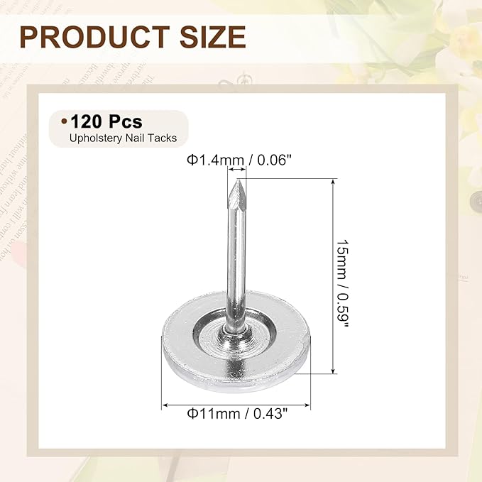 uxcell 120Pcs Push Pins, 11mmx15mm Round Flat Head Decorative Thumb Tacks Upholstery Tacks for Cork Board Office Wall Hangings, White