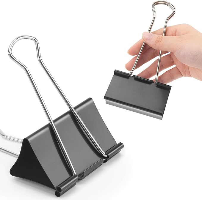 OWLKELA 3 Inch (12 Pcs) Jumbo Binder Clips, Extra Large Black Paper Clamps for Home, School and Office Supplies