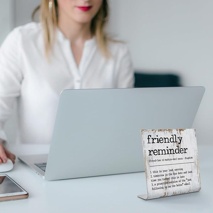 Funny Desk Signs for Work Office,Friendly Reminder Definition Office Desk Sign,Work Office gifts, Office Desk for Colleague Coworker Work bestie Friend, Office Humor Decor Sign Plaque XB288