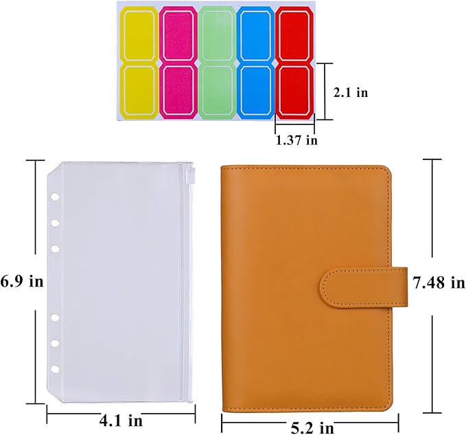 Antner Budget Binder with Zipper Envelopes, Money Organizer for Cash, Cash Envelopes for Budgeting, Budget Planner Savings Binder with Cash Envelopes & Colorful Stickers for Money Saving, Dark Yellow