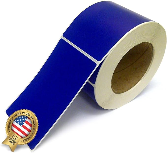NextDayLabels 500 Rectangle Stickers (3" x 5") - Color Coding Labels Roll - Moving Labels for Boxes, Colored Inventory Stickers for Packing, Organizing, and Storage (Blue)