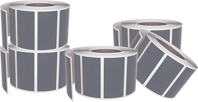 Small Color-Coding Label Roll 40mm x 19mm, 5 Rolls- 2500-Pack, Rectangular Labels Paper Stickers Bulk 1.57in x 0.75 in (Grey) by Royal Green