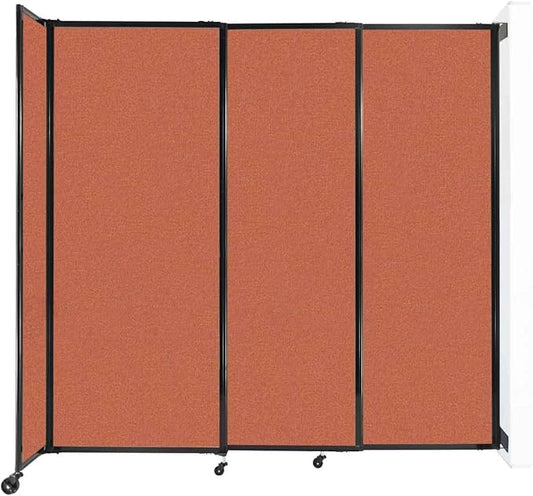 Wall-Mounted Sliding StraightWall Room Divider | Adjustable Widths | Locking Wheels | Room Separator | Up to 7'2" Wide x 6'10" Tall Papaya Fabric Panels