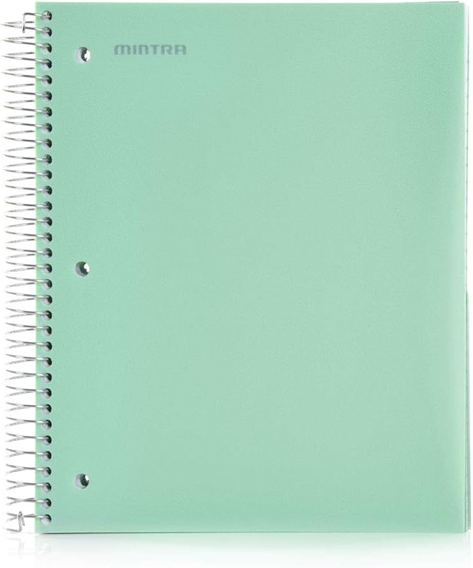 Mintra Office Durable Spiral Notebooks, 5 Subject (Sage Green, College Ruled 1pk)