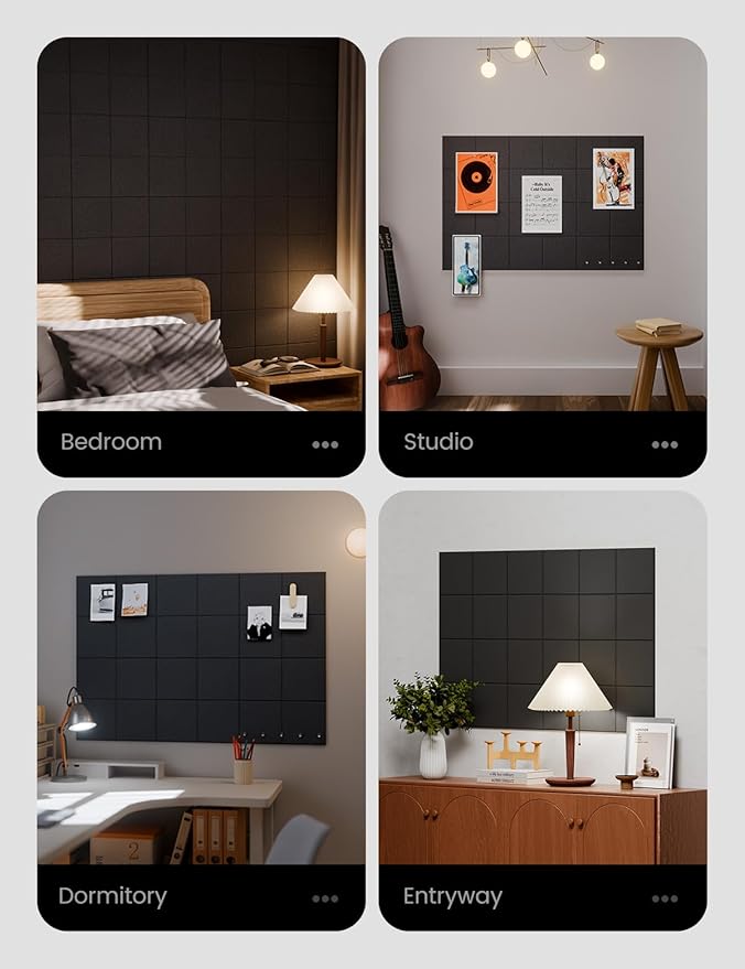 Large Felt Bulletin Board 36" x 24"Cork Board Alternative-6 Pack with 40 Safe Removable Adhesive Tabs, Cork Boards for Walls Cork Board for Home Office Classroom Pin Board-Black