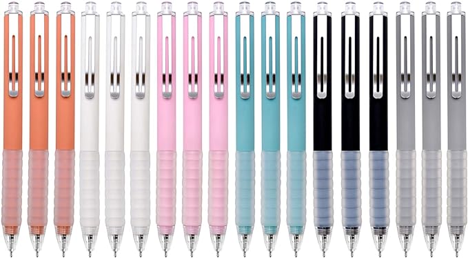 Linbsunne Ballpoint Pens Medium Point 1mm Black Ink Work Pen with Super Soft Grip Ball Point Pen for Men Women Retractable Office Pens (Silver Clip-18 count)