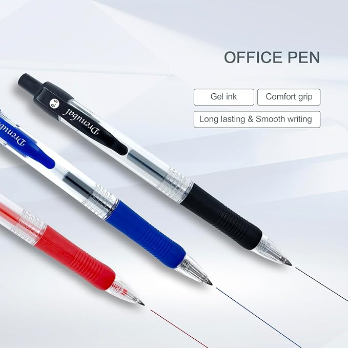 Blue Glide for School Office Retractable Ball Pens, Medium Point (0.5mm), Comfortable Rubber Grip For Writing, 6-Count Pack