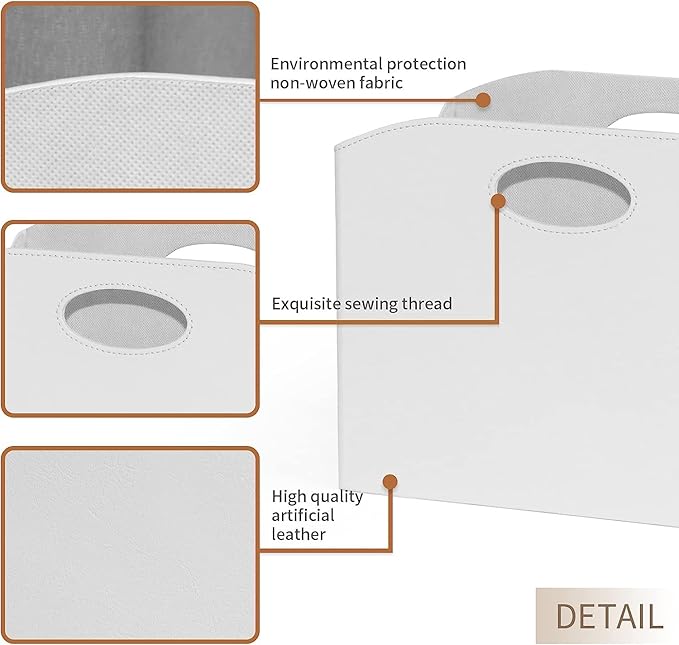 EZDeco Magazine Holder Foldable Magazine Rack Floor PU Leather File Holder Newspaper Book Storage Basket Document File Folder Organizer for Office Home (White-2)